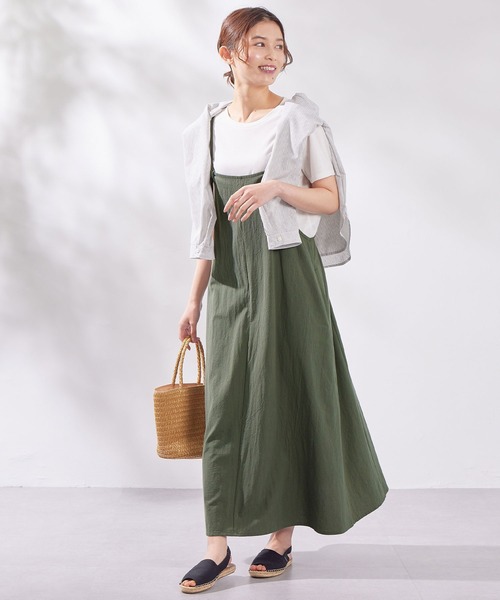 Viola e Viola(ヴィオラエヴィオラ)の「綿100%前後2WAYキャミワンピース(ワンピース・レディース・カーキ/モカ/ブラック・MEDIUM/LARGE/X-LARGE/XX-LARGE)」の11枚目の写真