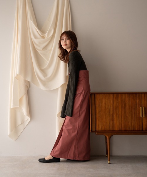 mideal（マイディール）の「highwest trench skirt / ハイウエストトレンチスカート（スカート・レディース・グリーン/ピンク/ブラック・SMALL/MEDIUM）」の4枚目の写真