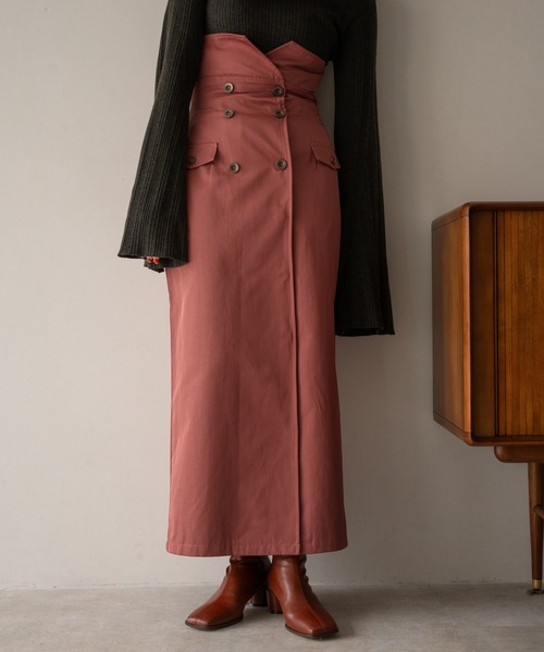 mideal（マイディール）の「highwest trench skirt / ハイウエストトレンチスカート（スカート・レディース・グリーン/ピンク/ブラック・SMALL/MEDIUM）」の8枚目の写真