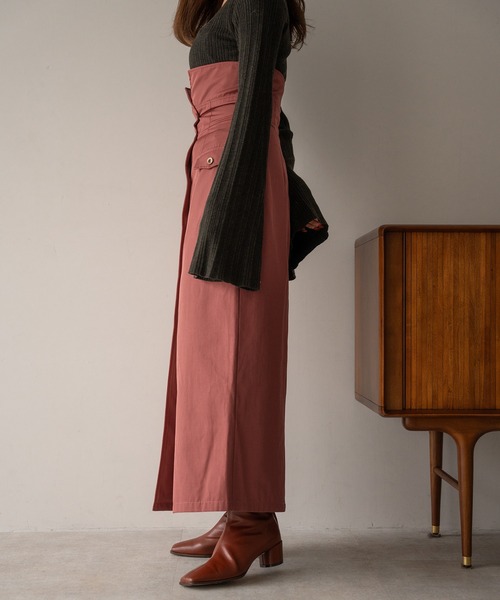 mideal（マイディール）の「highwest trench skirt / ハイウエストトレンチスカート（スカート・レディース・グリーン/ピンク/ブラック・SMALL/MEDIUM）」の7枚目の写真