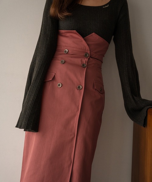 mideal（マイディール）の「highwest trench skirt / ハイウエストトレンチスカート（スカート・レディース・グリーン/ピンク/ブラック・SMALL/MEDIUM）」の10枚目の写真