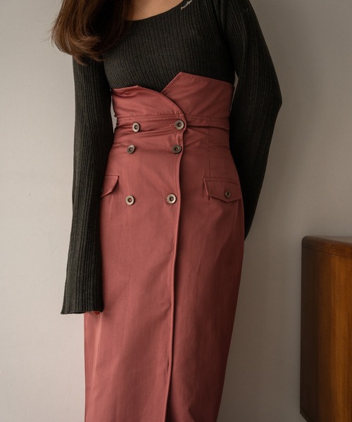 mideal（マイディール）の「highwest trench skirt / ハイウエストトレンチスカート（スカート・レディース・グリーン/ピンク/ブラック・SMALL/MEDIUM）」の11枚目の写真