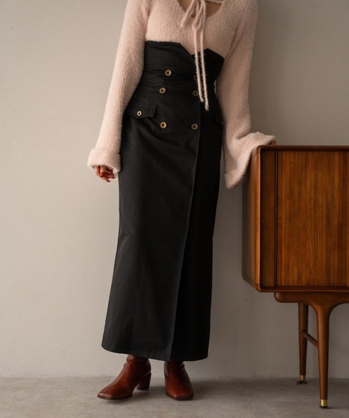 mideal（マイディール）の「highwest trench skirt / ハイウエストトレンチスカート（スカート・レディース・グリーン/ピンク/ブラック・SMALL/MEDIUM）」の13枚目の写真