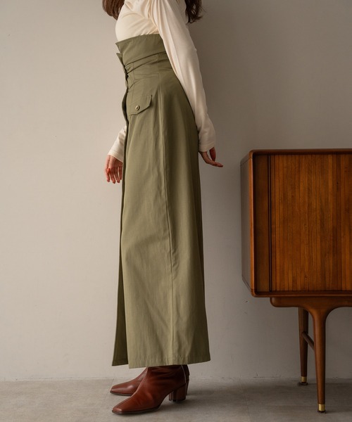 mideal（マイディール）の「highwest trench skirt / ハイウエストトレンチスカート（スカート・レディース・グリーン/ピンク/ブラック・SMALL/MEDIUM）」の17枚目の写真