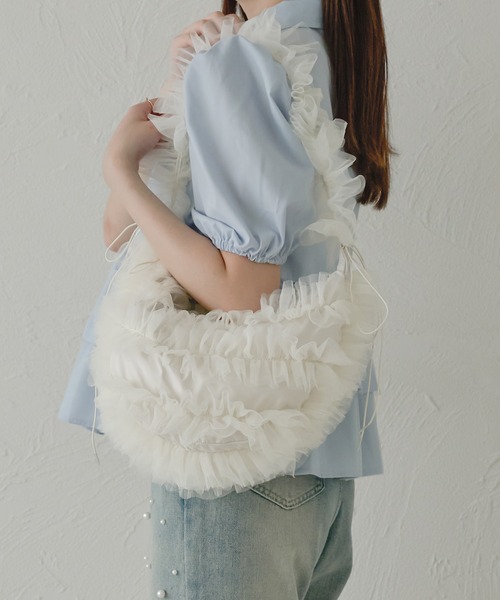 Ambre Neige（アンブルネージュ）の「チュールフリルバッグ／WEB/EC限定商品（ショルダーバッグ・レディース・ベビーピンク/ライトグレー/アイボリー・FREE）」の11枚目の写真