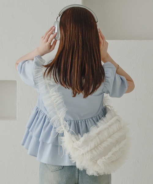 Ambre Neige（アンブルネージュ）の「チュールフリルバッグ／WEB/EC限定商品（ショルダーバッグ・レディース・ベビーピンク/ライトグレー/アイボリー・FREE）」の8枚目の写真