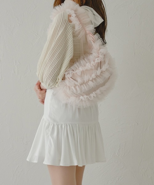 Ambre Neige（アンブルネージュ）の「チュールフリルバッグ／WEB/EC限定商品（ショルダーバッグ・レディース・ベビーピンク/ライトグレー/アイボリー・FREE）」の4枚目の写真