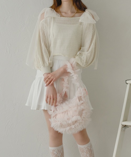 Ambre Neige（アンブルネージュ）の「チュールフリルバッグ／WEB/EC限定商品（ショルダーバッグ・レディース・ベビーピンク/ライトグレー/アイボリー・FREE）」の19枚目の写真