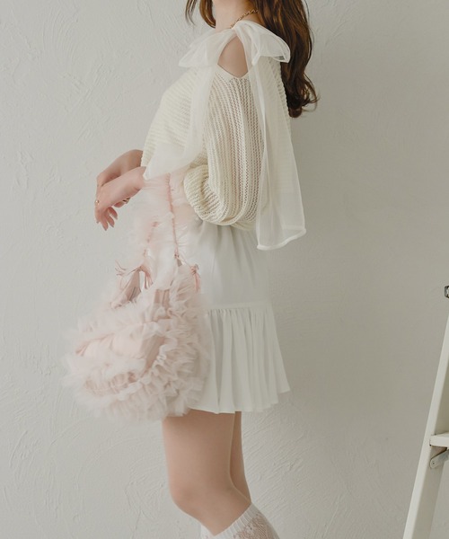 Ambre Neige（アンブルネージュ）の「チュールフリルバッグ／WEB/EC限定商品（ショルダーバッグ・レディース・ベビーピンク/ライトグレー/アイボリー・FREE）」の18枚目の写真