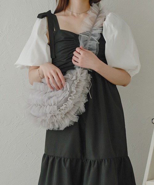 Ambre Neige（アンブルネージュ）の「チュールフリルバッグ／WEB/EC限定商品（ショルダーバッグ・レディース・ベビーピンク/ライトグレー/アイボリー・FREE）」の16枚目の写真