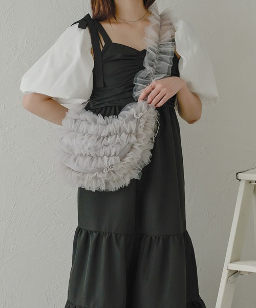 Ambre Neige（アンブルネージュ）の「チュールフリルバッグ／WEB/EC限定商品（ショルダーバッグ・レディース・ベビーピンク/ライトグレー/アイボリー・FREE）」の15枚目の写真