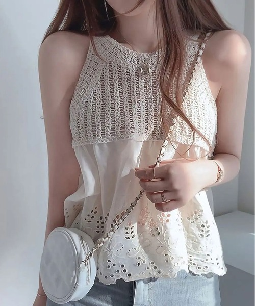 ammy.（エイミードット）の「【 ammy. / エイミードット 】 レース 切り替え キャミソール ブラウス（キャミソール・レディース・オフホワイト/アイボリー・FREE）」の9枚目の写真