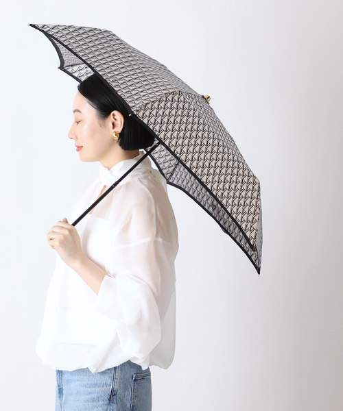 マニプリ晴雨兼用スカーフ折りたたみ傘グレーピンクフラワー