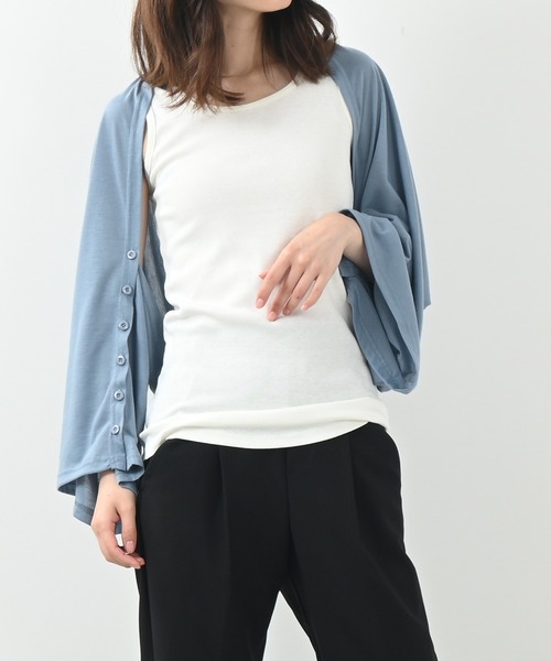 Felt-Maglietta（フェルトマリエッタ）の「UVケア4wayストールカーデ（カーディガン/ボレロ・レディース・ホワイト/ブラック/ライトブルー/グレイッシュベージュ・FREE）」の4枚目の写真