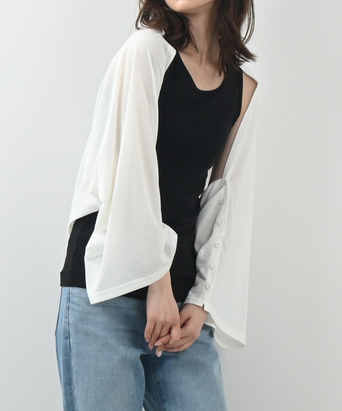 Felt-Maglietta（フェルトマリエッタ）の「UVケア4wayストールカーデ（カーディガン/ボレロ・レディース・ホワイト/ブラック/ライトブルー/グレイッシュベージュ・FREE）」の7枚目の写真