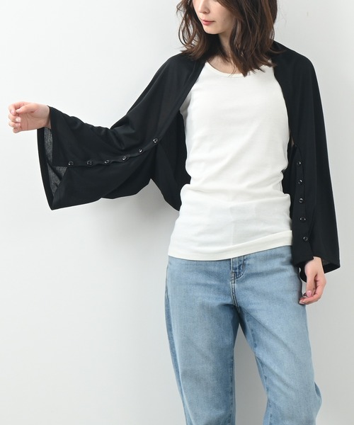 Felt-Maglietta（フェルトマリエッタ）の「UVケア4wayストールカーデ（カーディガン/ボレロ・レディース・ホワイト/ブラック/ライトブルー/グレイッシュベージュ・FREE）」の16枚目の写真