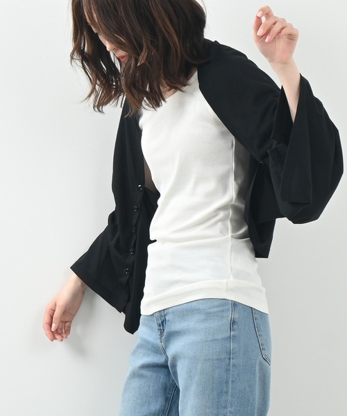 Felt-Maglietta（フェルトマリエッタ）の「UVケア4wayストールカーデ（カーディガン/ボレロ・レディース・ホワイト/ブラック/ライトブルー/グレイッシュベージュ・FREE）」の18枚目の写真