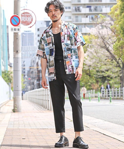 LUXSTYLE(ラグスタイル)の「総柄フォトプリントオープンカラー半袖シャツ(シャツ/ブラウス・メンズ・グレー/ブラック/カラフル・L/M)」の8枚目の写真