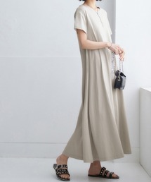 nissen | 【汗じみ対策・UVカット加工】綿100％Aラインカットソーワンピース（ロング丈）(ワンピース)