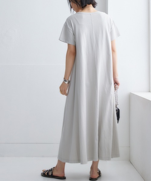 nissen（ニッセン）の「【汗じみ対策・UVカット加工】綿100％Aラインカットソーワンピース（ロング丈）（ワンピース・レディース・ネイビー/ライトグレー/チャコール/ピンク・LL/L/M/S）」の11枚目の写真