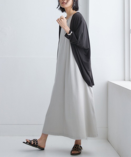 nissen（ニッセン）の「【汗じみ対策・UVカット加工】綿100％Aラインカットソーワンピース（ロング丈）（ワンピース・レディース・ネイビー/ライトグレー/チャコール/ピンク・LL/L/M/S）」の12枚目の写真