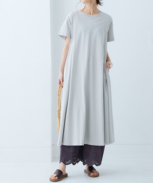 nissen（ニッセン）の「【汗じみ対策・UVカット加工】綿100％Aラインカットソーワンピース（ロング丈）（ワンピース・レディース・ネイビー/ライトグレー/チャコール/ピンク・LL/L/M/S）」の13枚目の写真