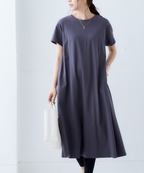 nissen（ニッセン）の「【汗じみ対策・UVカット加工】綿100％Aラインカットソーワンピース（ロング丈）（ワンピース・レディース・ネイビー/ライトグレー/チャコール/ピンク・LL/L/M/S）」の15枚目の写真