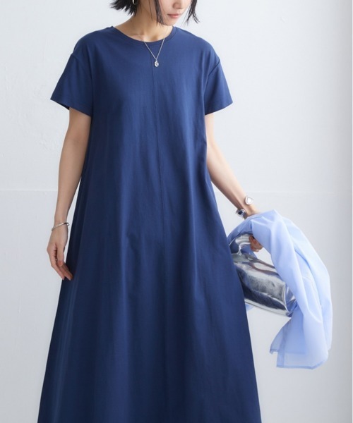 nissen（ニッセン）の「【汗じみ対策・UVカット加工】綿100％Aラインカットソーワンピース（ロング丈）（ワンピース・レディース・ネイビー/ライトグレー/チャコール/ピンク・LL/L/M/S）」の17枚目の写真