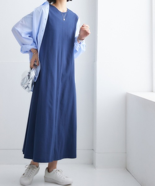 nissen（ニッセン）の「【汗じみ対策・UVカット加工】綿100％Aラインカットソーワンピース（ロング丈）（ワンピース・レディース・ネイビー/ライトグレー/チャコール/ピンク・LL/L/M/S）」の18枚目の写真
