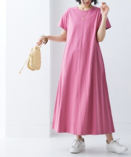 nissen（ニッセン）の「【汗じみ対策・UVカット加工】綿100％Aラインカットソーワンピース（ロング丈）（ワンピース・レディース・ネイビー/ライトグレー/チャコール/ピンク・LL/L/M/S）」の19枚目の写真