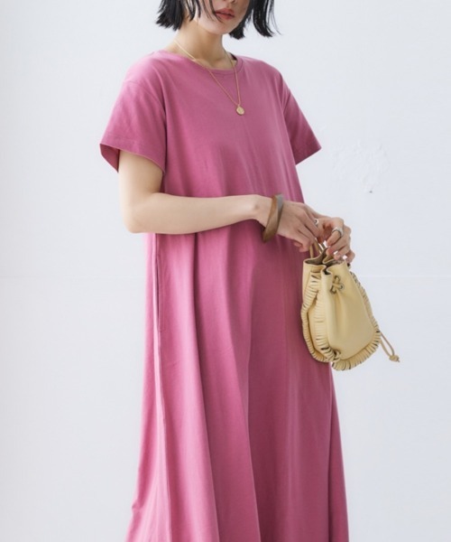 nissen（ニッセン）の「【汗じみ対策・UVカット加工】綿100％Aラインカットソーワンピース（ロング丈）（ワンピース・レディース・ネイビー/ライトグレー/チャコール/ピンク・LL/L/M/S）」の20枚目の写真