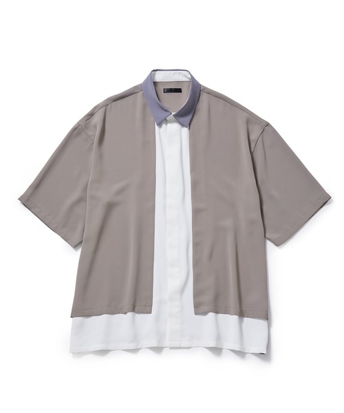 JUNRED（ジュンレッド）の「【 セットアップ対応 】ドレープツイルレイヤードシャツ（シャツ/ブラウス・メンズ・ホワイト/サックスブルー・L/M/S）」の11枚目の写真