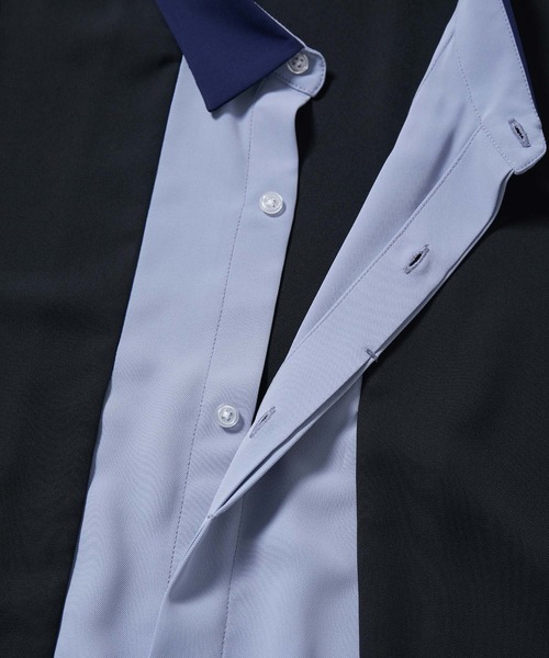 JUNRED（ジュンレッド）の「【 セットアップ対応 】ドレープツイルレイヤードシャツ（シャツ/ブラウス・メンズ・ホワイト/サックスブルー・L/M/S）」の7枚目の写真