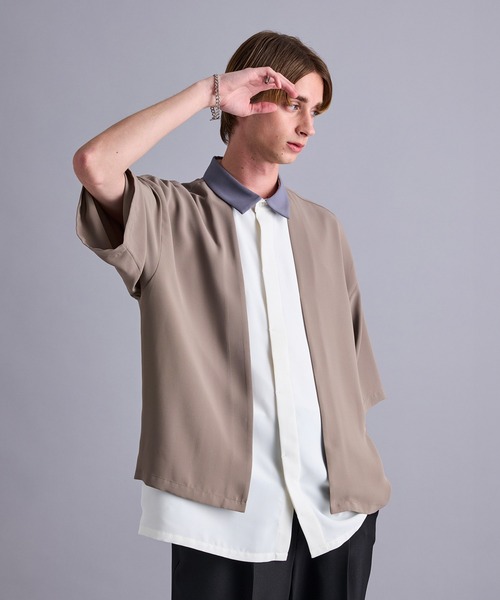 JUNRED（ジュンレッド）の「【 セットアップ対応 】ドレープツイルレイヤードシャツ（シャツ/ブラウス・メンズ・ホワイト/サックスブルー・L/M/S）」の15枚目の写真