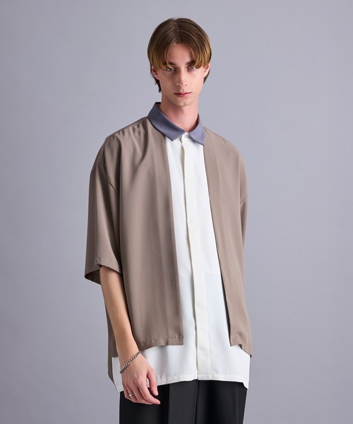 JUNRED（ジュンレッド）の「【 セットアップ対応 】ドレープツイルレイヤードシャツ（シャツ/ブラウス・メンズ・ホワイト/サックスブルー・L/M/S）」の16枚目の写真