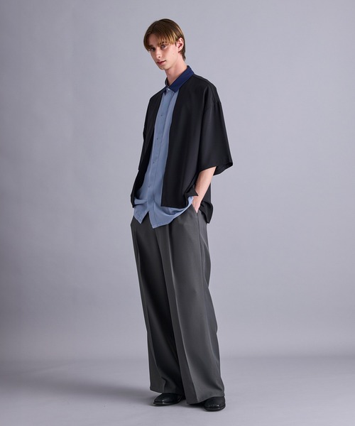 JUNRED（ジュンレッド）の「【 セットアップ対応 】ドレープツイルレイヤードシャツ（シャツ/ブラウス・メンズ・ホワイト/サックスブルー・L/M/S）」の18枚目の写真