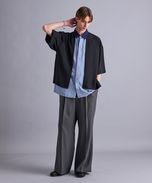 JUNRED（ジュンレッド）の「【 セットアップ対応 】ドレープツイルレイヤードシャツ（シャツ/ブラウス・メンズ・ホワイト/サックスブルー・L/M/S）」の19枚目の写真