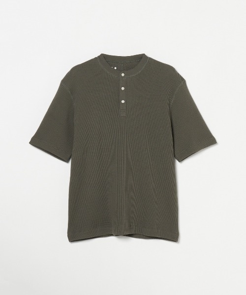 three dots（スリードッツ）の「ピマワッフル ヘンリーネックTシャツ（Tシャツ/カットソー・メンズ・ダークブルー/ホワイト/カーキ・SMALL/MEDIUM/LARGE）」の2枚目の写真