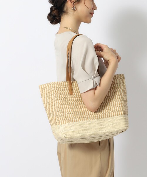 SHOO・LA・RUE（シューラルー）の「◆雑材スクエアトートバッグ（トートバッグ・レディース・ダークブラウン/ベージュ・00）」の4枚目の写真