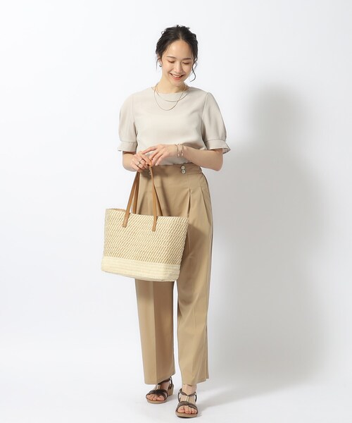 SHOO・LA・RUE（シューラルー）の「◆雑材スクエアトートバッグ（トートバッグ・レディース・ダークブラウン/ベージュ・00）」の3枚目の写真