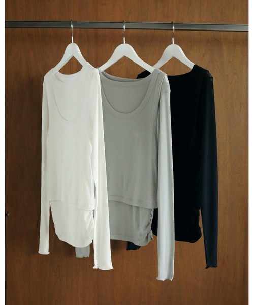 新品未使用　anuke Layered Rib Tops ホワイト anuke（アンヌーク） SALE ANUKE (アンヌーク）Layered Rib Tops 即納