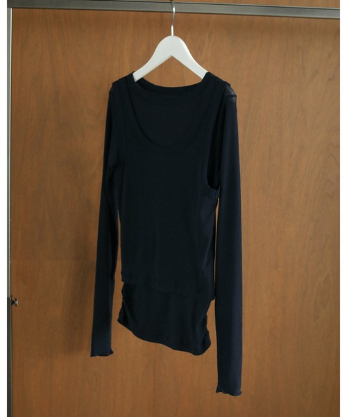 anuke Layered Rib Tops ネイビー anuke（アンヌーク）の「Layered Rib Tops（Tシャツ/カットソー）」 - WEAR