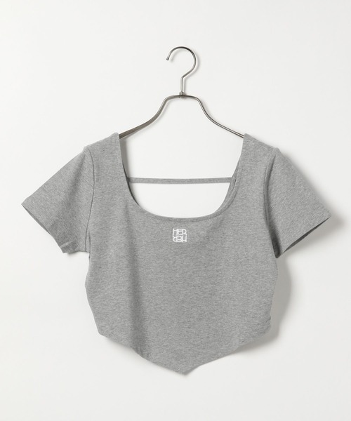 Heather(ヘザー)の「ヘムデザインショートスリーブカットソー 133945(Tシャツ/カットソー・レディース・グレー/ホワイト/チャコールグレー・FREE)」の4枚目の写真
