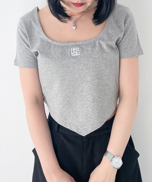 Heather(ヘザー)の「ヘムデザインショートスリーブカットソー 133945(Tシャツ/カットソー・レディース・グレー/ホワイト/チャコールグレー・FREE)」の20枚目の写真