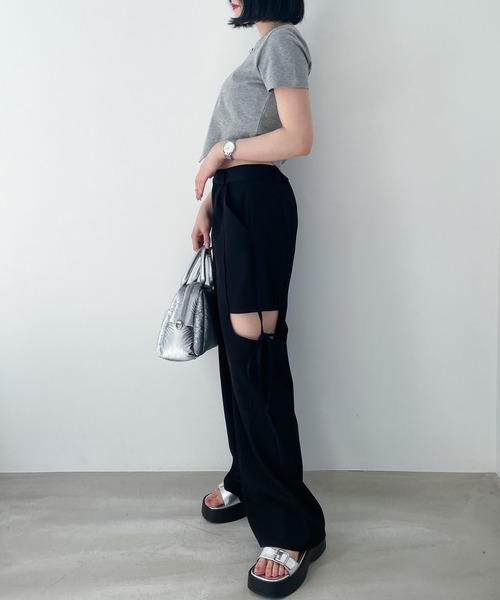 Heather(ヘザー)の「ヘムデザインショートスリーブカットソー 133945(Tシャツ/カットソー・レディース・グレー/ホワイト/チャコールグレー・FREE)」の21枚目の写真