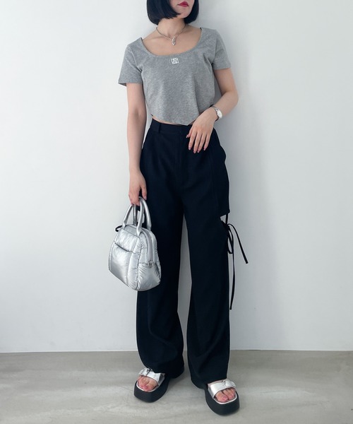 Heather(ヘザー)の「ヘムデザインショートスリーブカットソー 133945(Tシャツ/カットソー・レディース・グレー/ホワイト/チャコールグレー・FREE)」の22枚目の写真