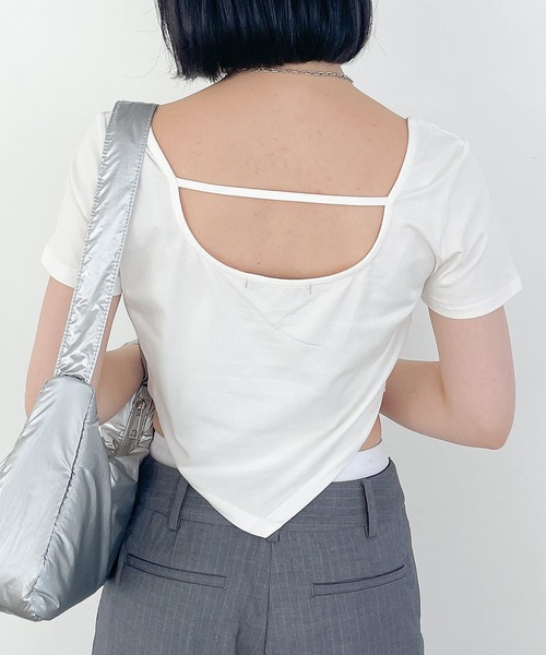Heather(ヘザー)の「ヘムデザインショートスリーブカットソー 133945(Tシャツ/カットソー・レディース・グレー/ホワイト/チャコールグレー・FREE)」の16枚目の写真
