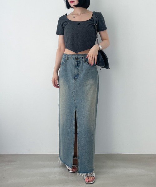 Heather(ヘザー)の「ヘムデザインショートスリーブカットソー 133945(Tシャツ/カットソー・レディース・グレー/ホワイト/チャコールグレー・FREE)」の18枚目の写真