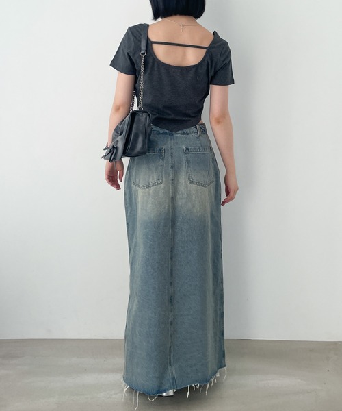Heather(ヘザー)の「ヘムデザインショートスリーブカットソー 133945(Tシャツ/カットソー・レディース・グレー/ホワイト/チャコールグレー・FREE)」の19枚目の写真