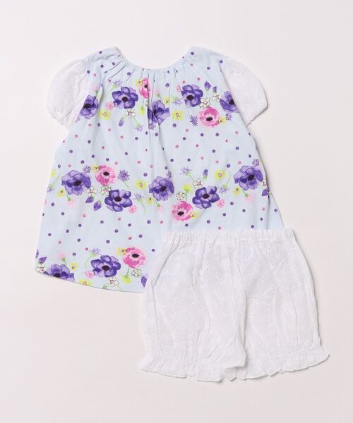 HAKKA BABY（ハッカベビー）の「[ベビー]ベリーフラワーボーダープリントチュニックパンツセット（Tシャツ/カットソー・キッズ・ブルー/ピンク・90cm/80ｃｍ）」の3枚目の写真